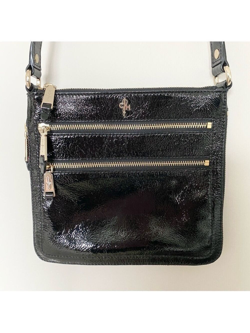 Cole Haan Village Sheila Crossbody Bag Patent Leather Black